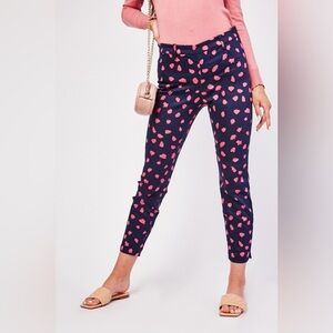 H&M Peg Trousers in Navy and Pink Scatter Print Size 2‎